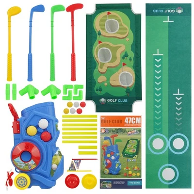 Kinder Golfschläger-Set mit Golfbrett Putting-Matte Ink.8 Bällen& 4Golfschlägern - Bild 1 von 4