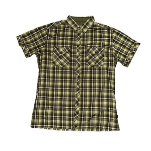Kuhl Eluxur Shirt Men's Sz L Green Plaid Pearl Snap Buttons Pockets Short Sleeve - Picture 1 of 9