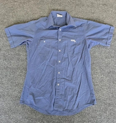 Vintage Saturday In California Button Up Shirt Blue Men's Large Outdoors Hiking  - Image 1 of 4