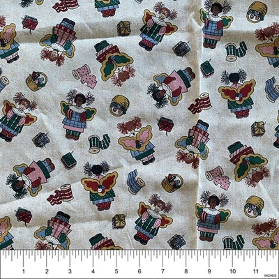 Folk Art Sewing Angels Cotton Fabric for Quilt, Craft, Sew | 29"x44" - Image 1 of 2