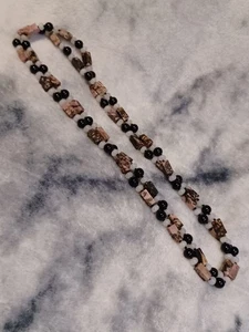 Atemberaubende lange Halskette mit mehreren Edelsteinen 46 Zoll lang Onyx, Jaspis, Quart, Achat - Bild 1 von 4