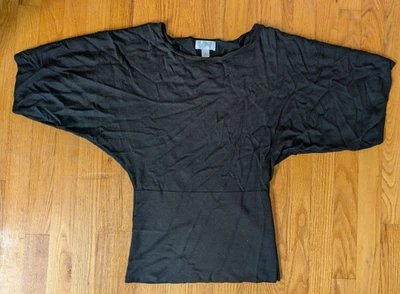 Ann Taylor Women Black Batwing Sweater Sz S Lightweight Wool Blend Halloween Y2K - Image 1 of 4