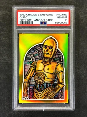 2023 Topps Chrome Star Wars #ROJ403 C-3PO Gold Refractor /50 PSA 10 Gem Mint - Image 1 of 2