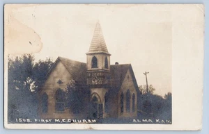 Alma Kansas KS First ME Church Real Photo Postcard RPPC 1919 Antonino Cancel DPO - Picture 1 of 2