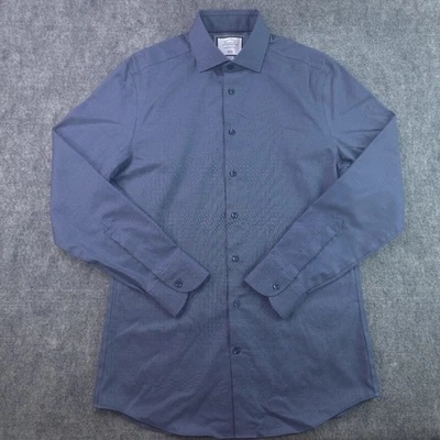 Camisa de Vestir Charles Tyrwhitt 15.5 35 Calce Ajustado Azul Sin Hierro Cuello Punta Sólido Foto 1 de 4