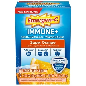 Emergen-C Immune+ Triple Action – Vitamin C Powder, Super Orange, 10 Ct - Picture 1 of 2