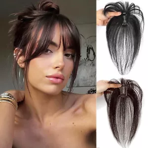 HOT 100% Human Hair Thick/Thin 3D Bangs Clip In REAL REMY Fringe Front Hairpiece - Picture 1 of 18