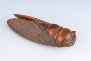 japanese Netsuke Boxwood Handwork cicada Statue tea pet netsuke fengshui - Picture 1 of 8