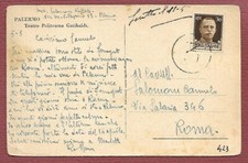 cartolina da Palermo a Roma storia postale Imperiale annullo numero Censura Nave