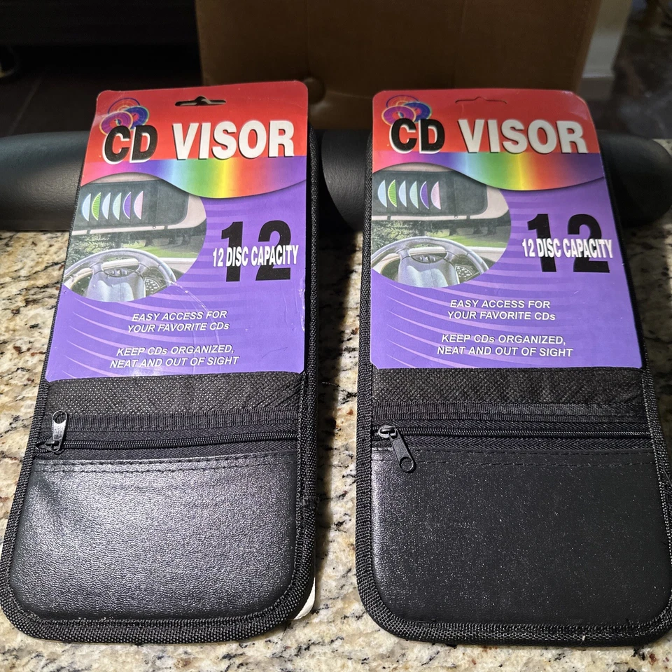 LHS Products 12-Disc Car Visor CD Case Black Nylon Leather Zipper Pocket NEW - Image 1 of 1