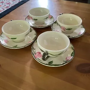 4er Set Vintage franziskanische "Wüstenrose" Teetassen mit Untertassen - Bild 1 von 12