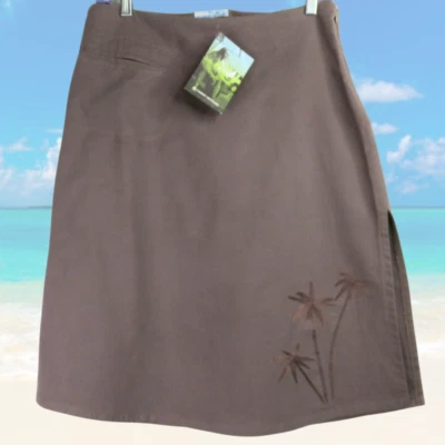 Carve Designs Palm Tree Skirt Size Small Taupe Side Slit Embroidered New w Tags Foto 1 de 4