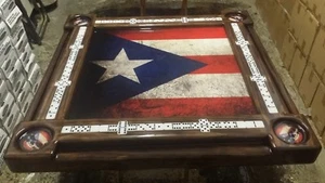 Vintage PR Flag Domino Table with PR Skull Cup Holders by Domino Tables by Art - Picture 1 of 7