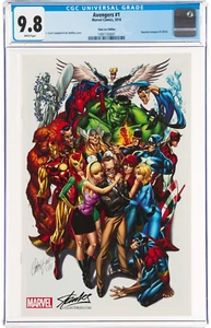 AVENGERS 1 CGC 9.8 STAN LEE EDITION J Scott Campbell White Pages Hulk Spider-Man - Picture 1 of 3