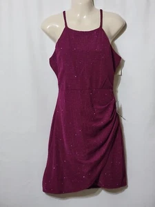 NWTS NORDSTROM BAILEY BLUE SPARKLY SHORT DRESS ADJ. SPAGHETTI STRAPS MAGENTA MED - Picture 1 of 10