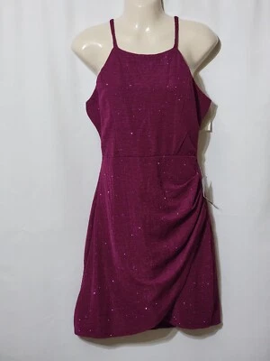 NWTS NORDSTROM BAILEY BLUE SPARKLY SHORT DRESS ADJ. SPAGHETTI STRAPS MAGENTA MED - Image 1 of 4