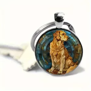 Stainless Steel GOLDEN RETRIEVER Dog Keyring Keychain Accessory - Picture 1 of 4