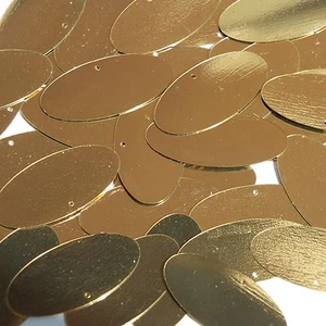 Lentejuelas de costura metálica de 1,5 pulgadas de elipse de lentejuelas de oro brillante - Imagen 1 de 2