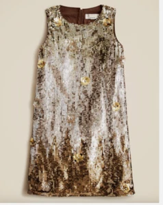 J.Crew Collection Crewcuts 12 Girls Celebration Mini Dress Sequined Gold NWT - Picture 1 of 6