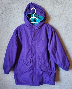 Vintage LL Bean Kids Zip Up Hooded Jacket Coat Fleece Lined Winter Youth Size L - Picture 1 of 14