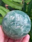 Green Feather  Fluorite Sphere Crystal Natural Gems Gift Chakras Polished 7.4cm