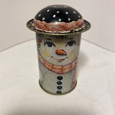 Vintage Snowwoman Litho Tin - Cap-Tins By The Tin Box Co. Made In England 4”x 2”