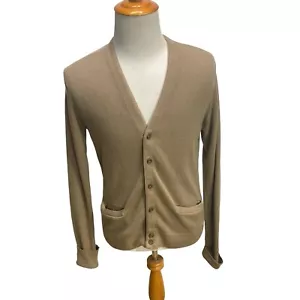 VTG Towncraft Cardigan Sweater Men's M Beige Mr Rogers Grandpa Acrylic Hong Kong - Foto 1 di 10