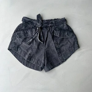 Pantalones cortos Free People Sierra Hills cintura corbata.  Negro/gris.  XS. - Imagen 1 de 5