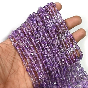 100% Natural Pink Amethyst Plain Oval Shape Healing Gemstone Beads 13" Strand - Picture 1 of 8