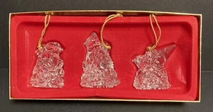 Gorham Lead Crystal Christmas Ornaments 3 Holiday Birds Gold Tassel Cord Germany - Picture 1 of 8