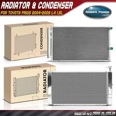 Radiador de aluminio y condensador de aire acondicionado con secador para Toyota Prius 2004-2009 L4 1,5 L Foto 1 de 4