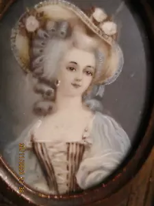 ANTIK/VINTAGE HANDBEMALTES PORTRÄT von MADAME DE POMPADOUR 1900 + - Bild 1 von 8