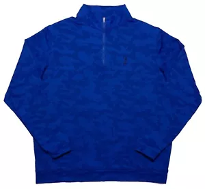 PETER MILLAR 1/2 Zip Pullover Sweater Interlachen CC Blue Camo Large L - Picture 1 of 11