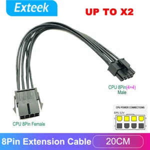 20CM 8-Pin Male to Female CPU Motherboard Power Cable Extension Cord Connector - Picture 1 of 8