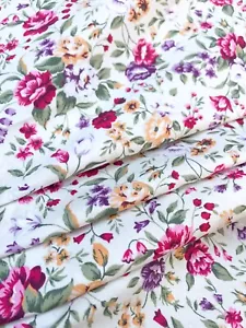 Wild Spring pink Purple Floral Flower Fabric Rose & Hubble 100% Cotton Poplin - Picture 1 of 4