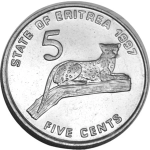 elf Eritrea 5 Cents 1997 Leopard Cat - Imagen 1 de 2