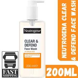 Neutrogena Clear&Defend Face Wash 2% Salicylic Acid Oil-Free Facial Clean 200ml - Picture 1 of 20