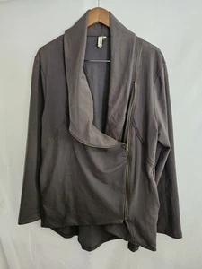 Chaqueta My Beloved Asimétrica con Cremallera para Mujer 3XL Gris Mezcla de Algodón Frente Abierto - Imagen 1 de 6