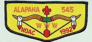 Alapaha Lodge 545 Alapaha Area Council GA 1992 NOAC Flap BLK Bdr (JM1960) - Picture 1 of 2