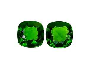 1.75cts Chrome green natural diopside cushion cut 2pcs loose gemstones - Picture 1 of 3