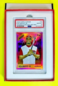 2008 Topps Chrome Ken Griffey Jr RED REFRACTOR 21/25 SP PSA 10 GEM MINT - HOF - Picture 1 of 10