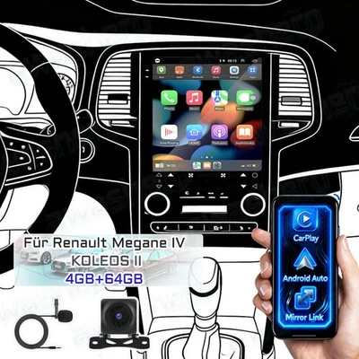 4+64GB Android 15 Autoradio Für Renault Koleos Megane 4 CarPlay GPS FM BT Kamera - Bild 1 von 4