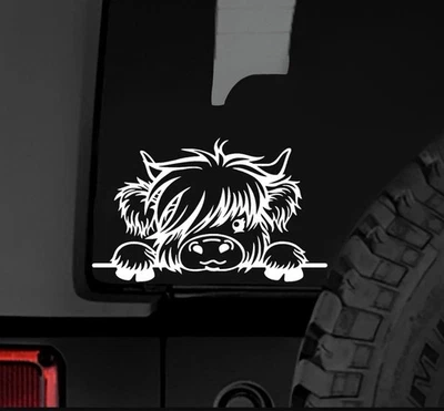 ADORABLE BABY HIGHLAND COW WINDOW DECAL VINYL STICKER WATERPROOF - Image 1 of 4