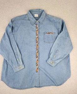 Vintage Style Studio Denim Button Up Blue Jeans Herbst Blätter bestickt Plus 3X - Bild 1 von 13