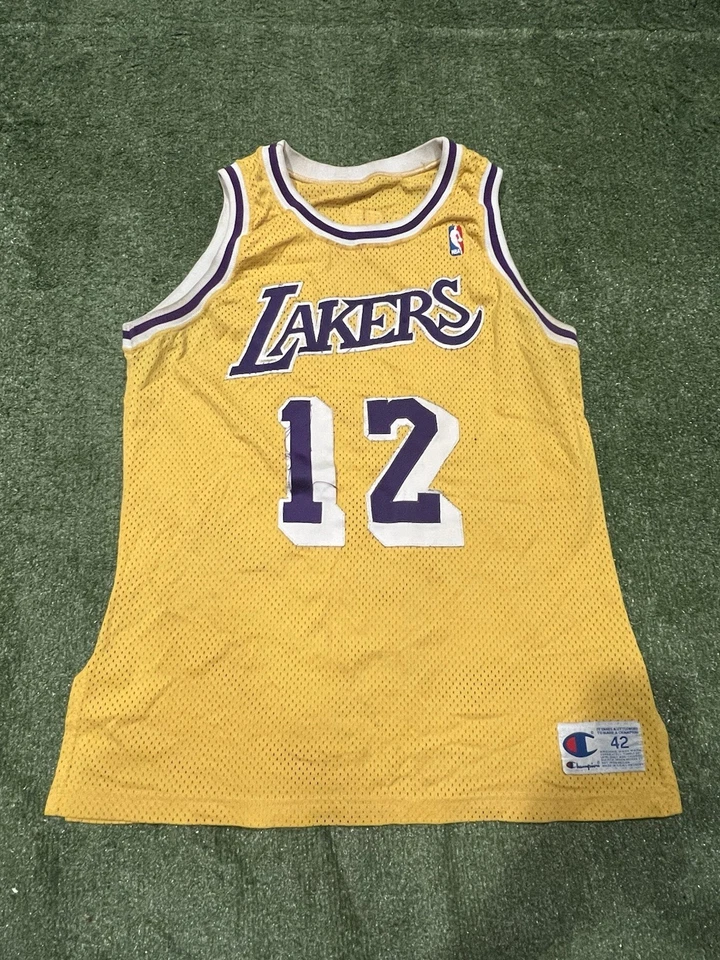 Rare Vintage 90's Los Angeles Lakers Mens 42 Vlade Divac Champion NBA Jersey - Image 1 of 4