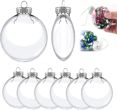 6 piezas adornos de plástico transparente rellenables de 80 mm para decoración de Navidad y eventos Foto 1 de 4