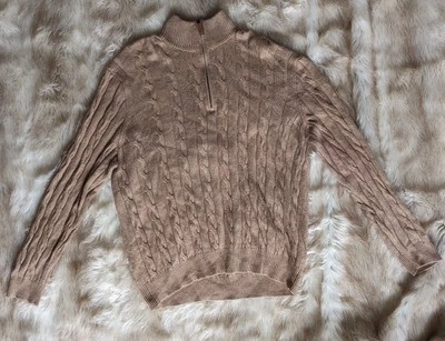 Suéter Polo Ralph Lauren De Colección Para Hombres 2XL Marrón Seda Cachemira Cable Tejido Años 90 Foto 1 de 4