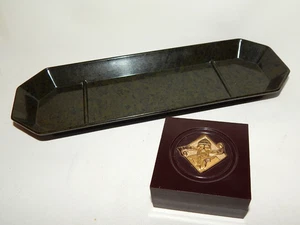 BAKELIT Federschale grün und Dose " Gutenberg " braun - Picture 1 of 6