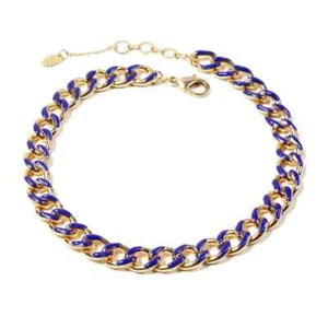  Blue Enamel Gold Link Chain - Picture 1 of 2