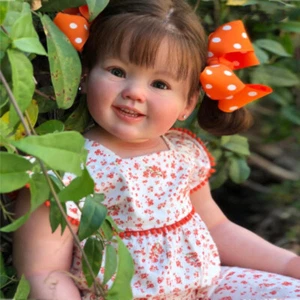 28 Zoll bemalte Reborn Baby Puppe Kleinkind Mädchen verwurzelt lange Haare Stoffkörper Kinder Geschenk - Bild 1 von 4